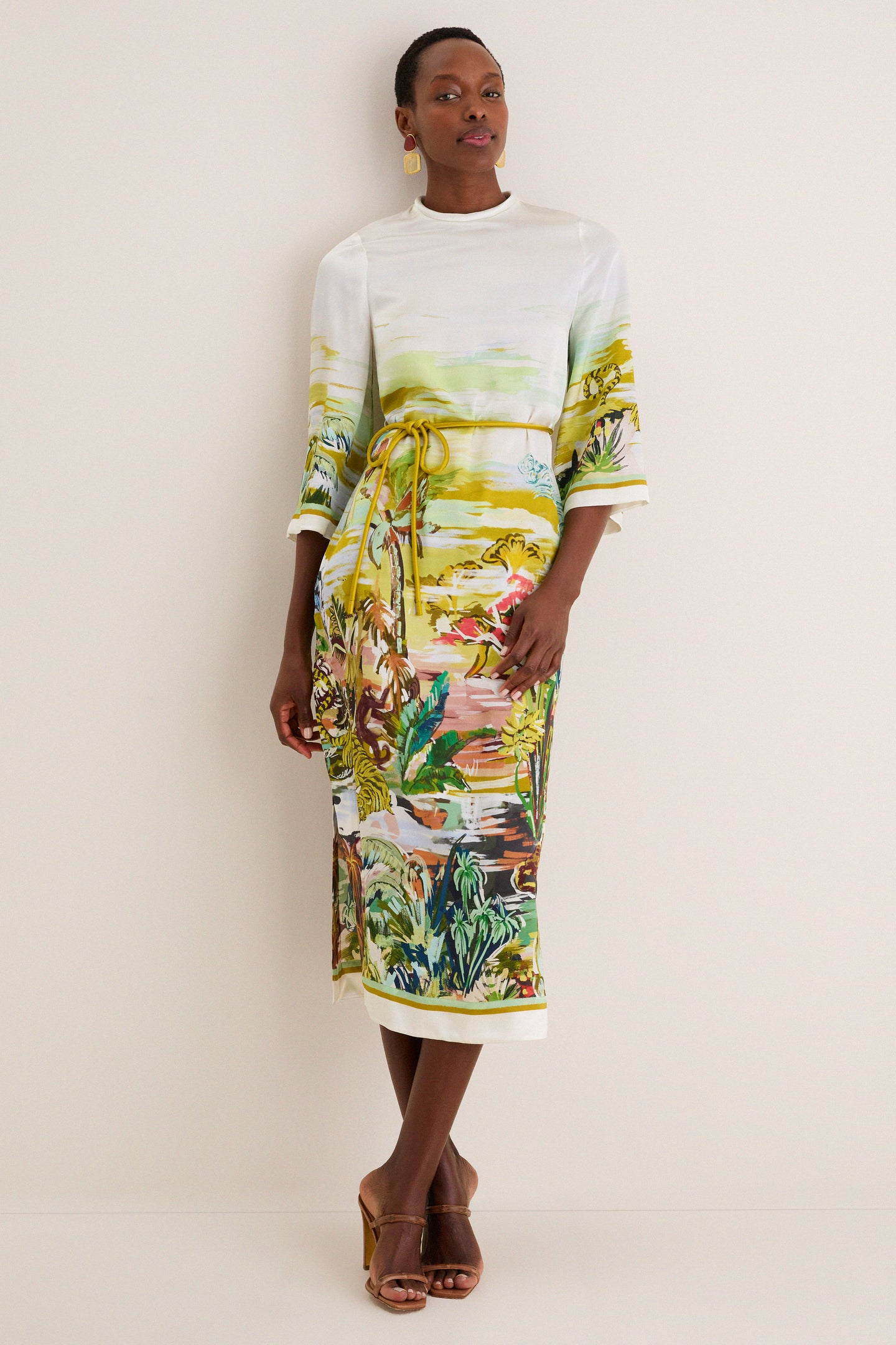 Multi Jungle Boogie Silk Midi Dress