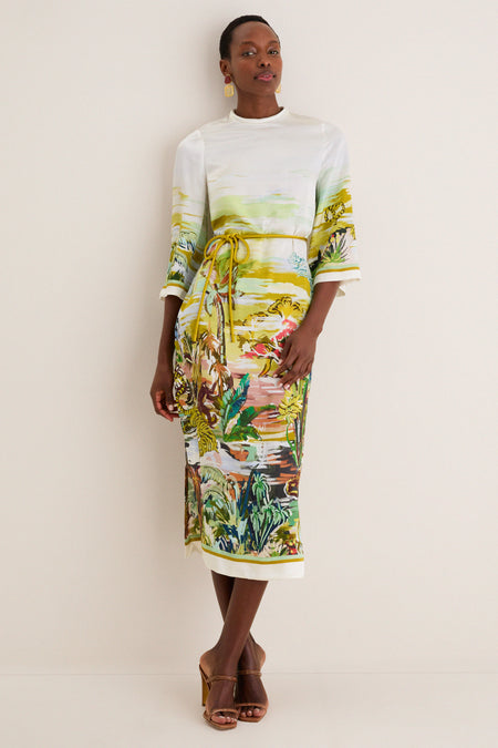 Multi Jungle Boogie Silk Midi Dress