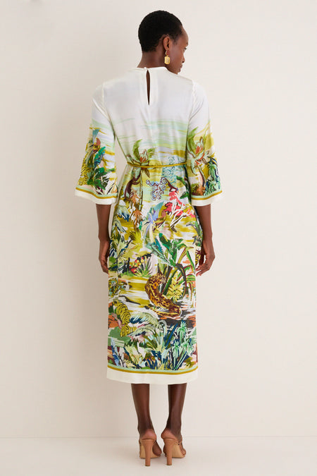 Multi Jungle Boogie Silk Midi Dress