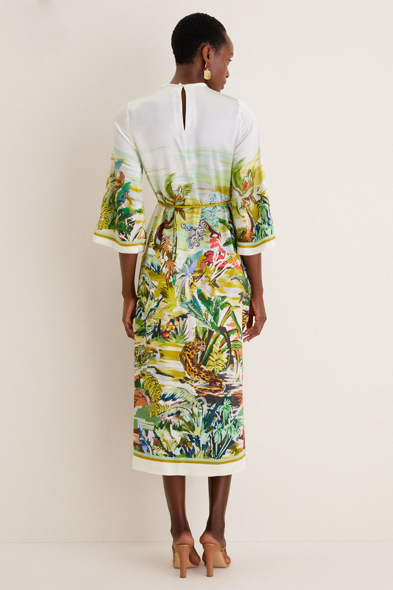 Multi Jungle Boogie Silk Midi Dress