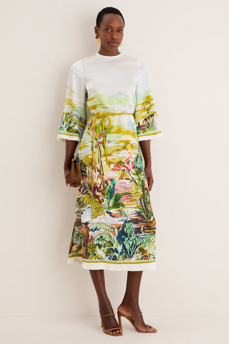 Multi Jungle Boogie Silk Midi Dress