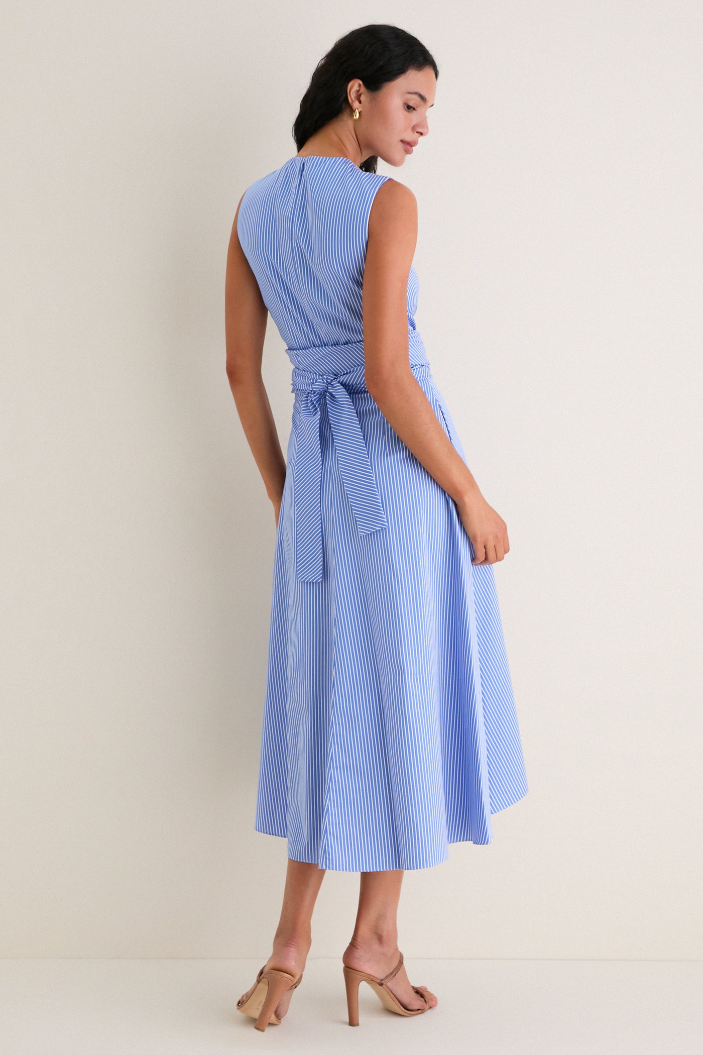 Azure Stripe Penny Midi Dress