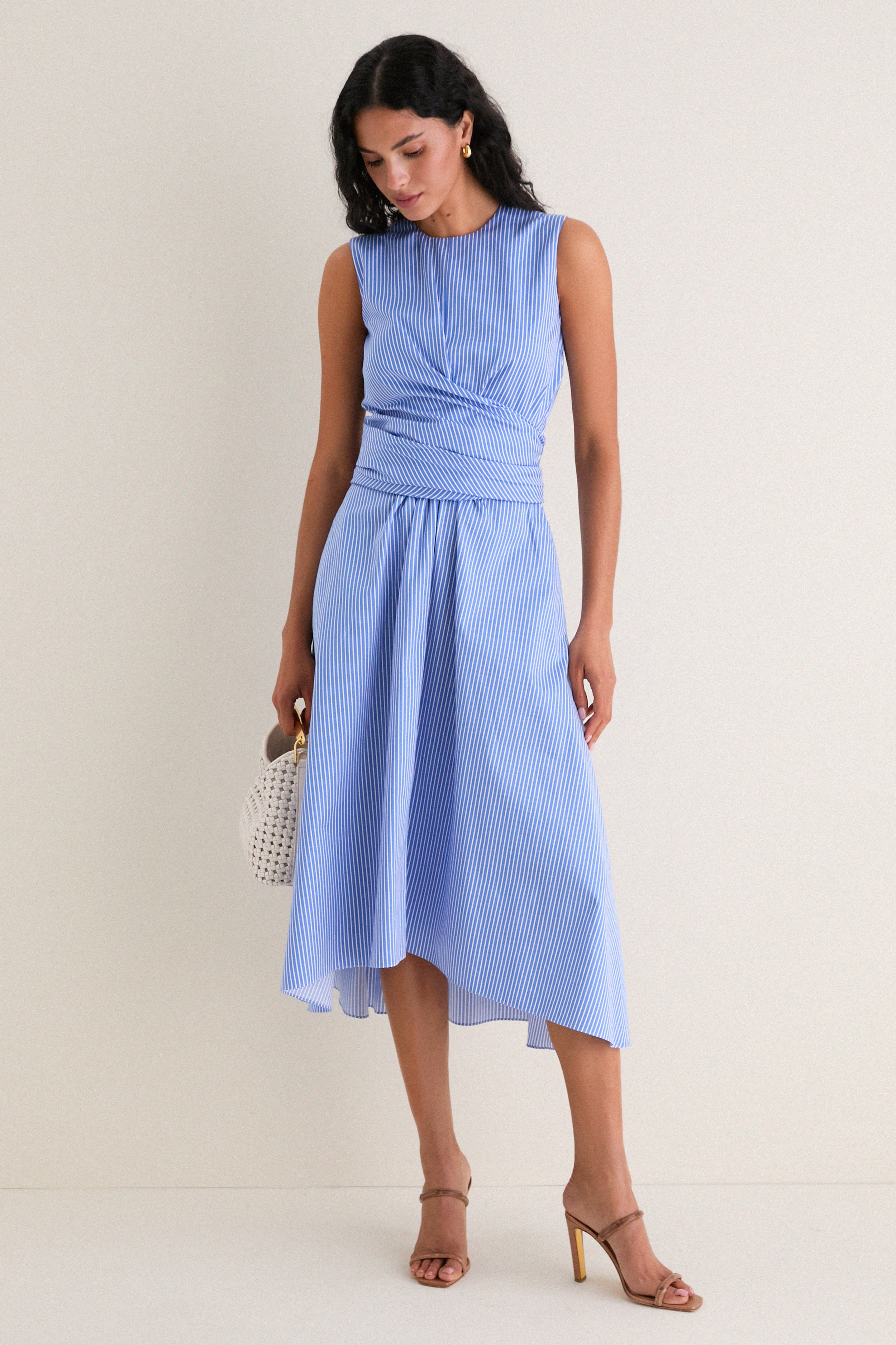 Azure Stripe Penny Midi Dress | Altuzarra