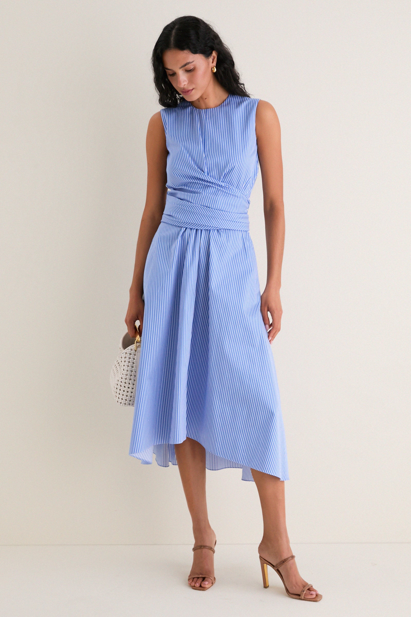Azure Stripe Penny Midi Dress