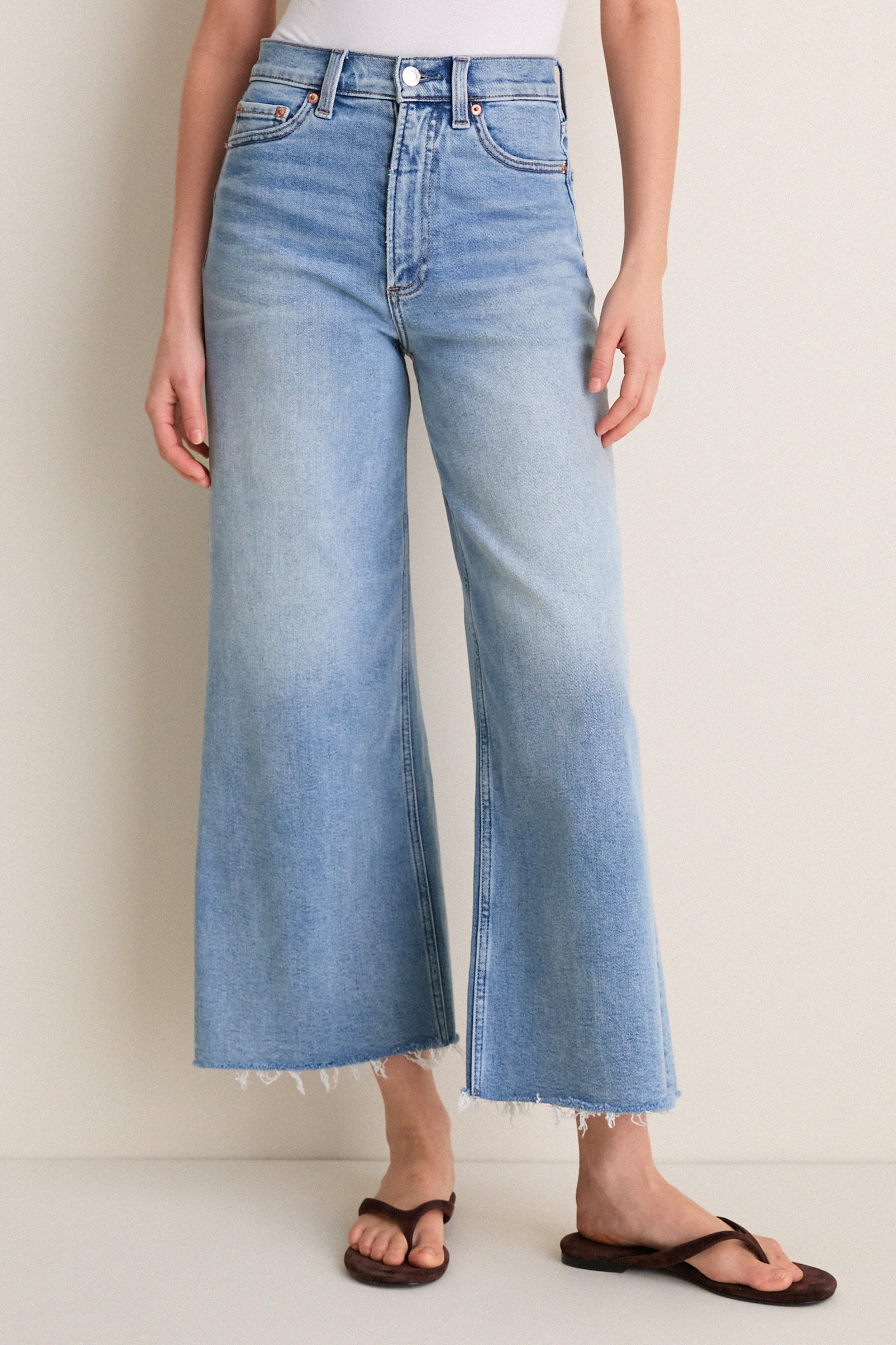 Bistro High Rise Ultra Wide Leg Lana Crop | Pistola Denim