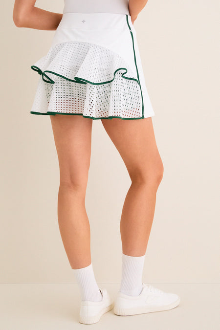 White 14 Inch Ruffle Connie Tennis Skirt