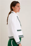 White and Eden Green Cable Charley Cardigan