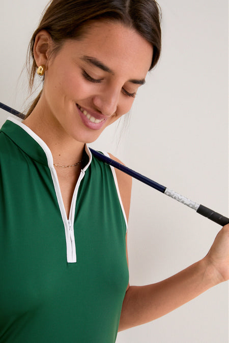 Eden Green Sleeveless Performance Jersey Connors Mock Neck