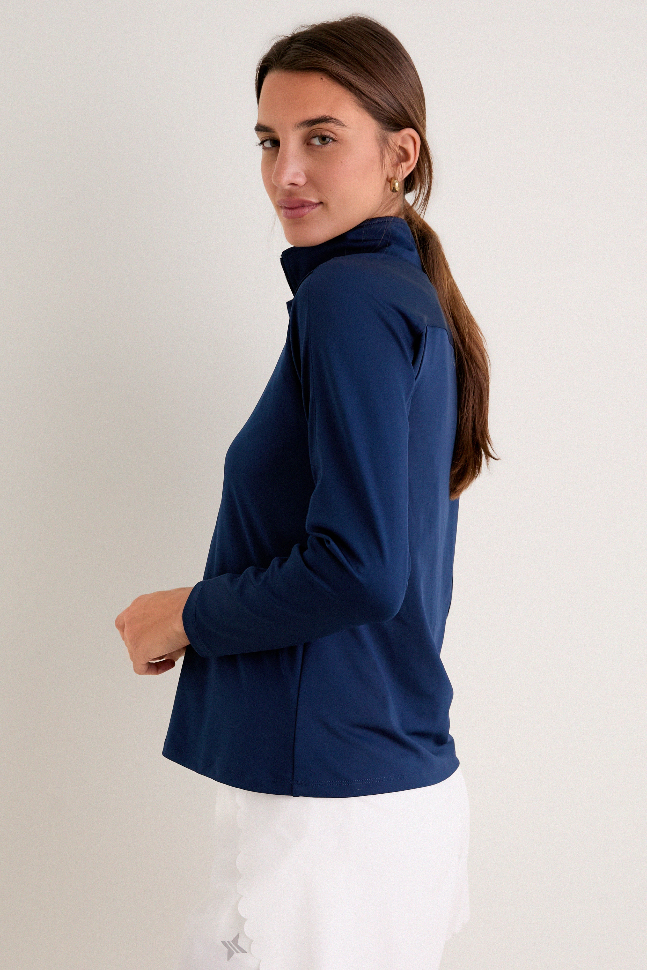 Navy Performance Jersey Carver Quarter Zip Tee | Tnuck Sport