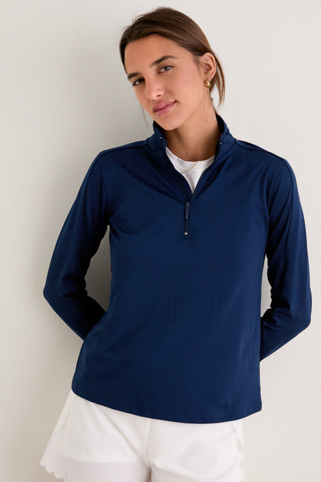 Navy Performance Jersey Carver Quarter Zip Tee