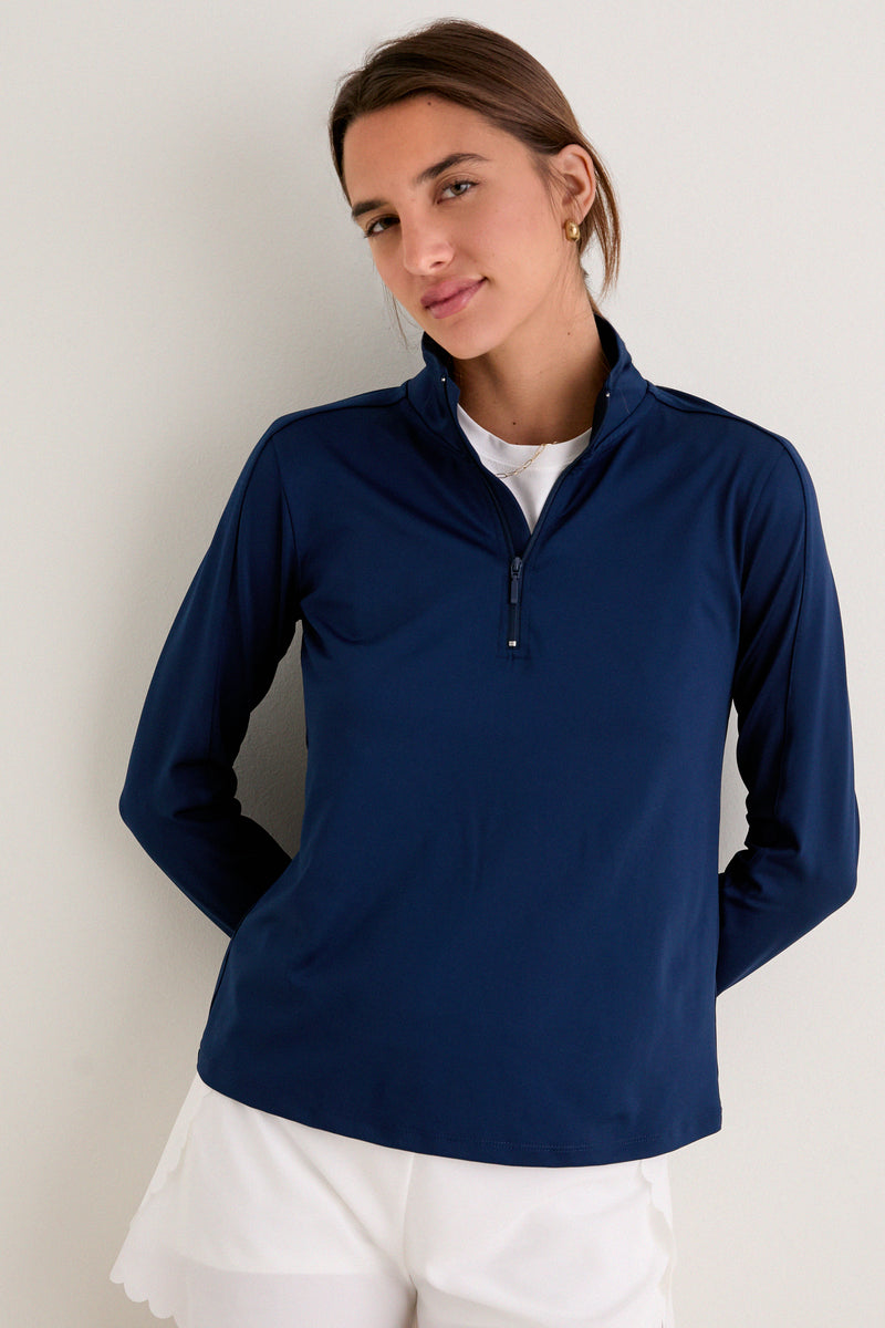 Navy Performance Jersey Carver Quarter Zip Tee