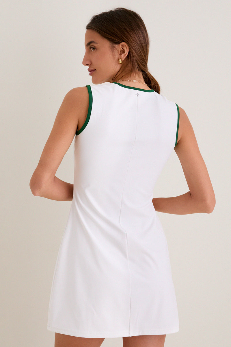White Lightweight Compression Lynda V-Neck Tennis Dress