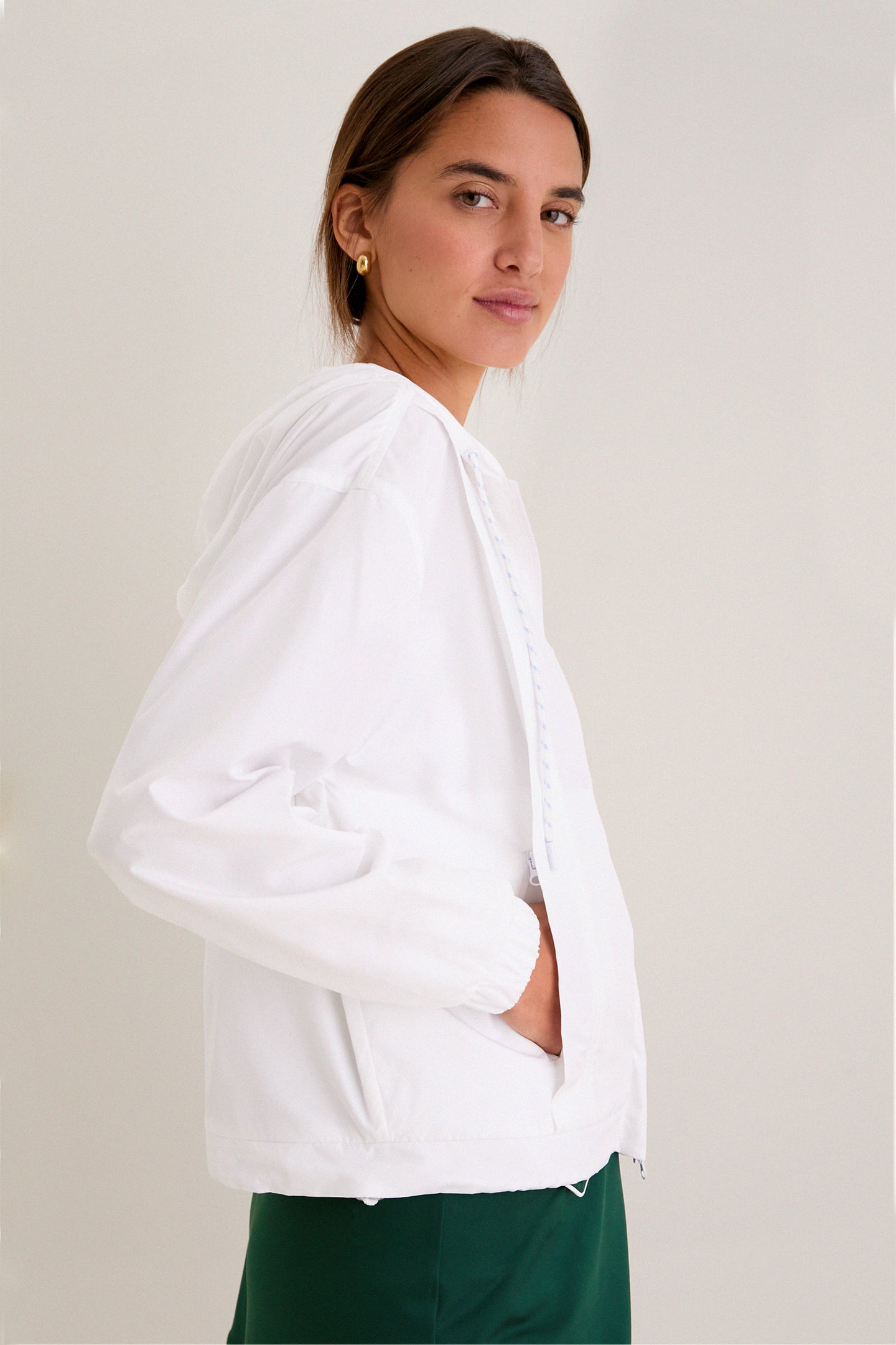 White Gailliot Packable Windbreaker