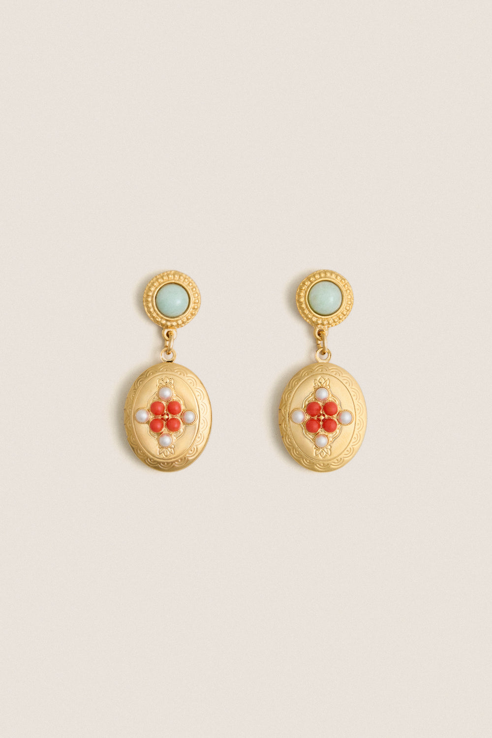 Gold Plated Frida Locket Earrings