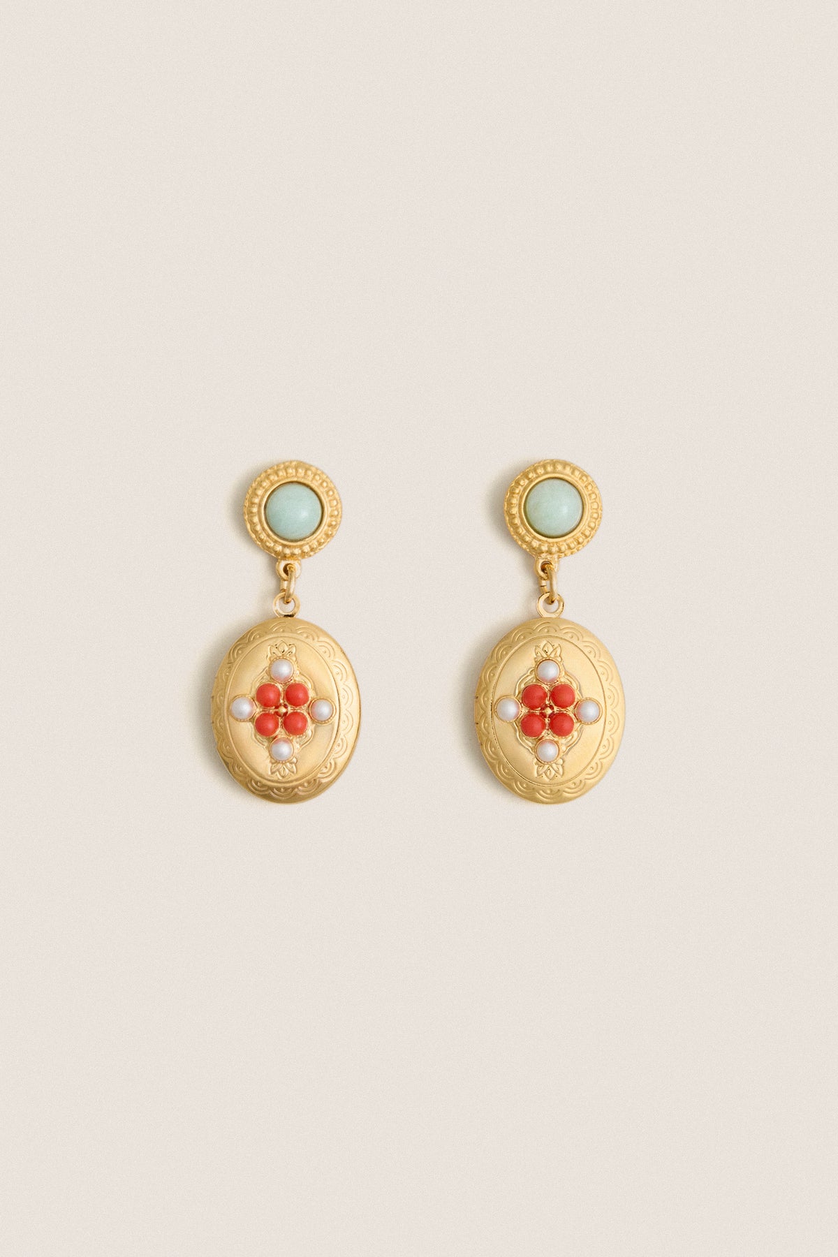 Gold Plated Frida Locket Earrings