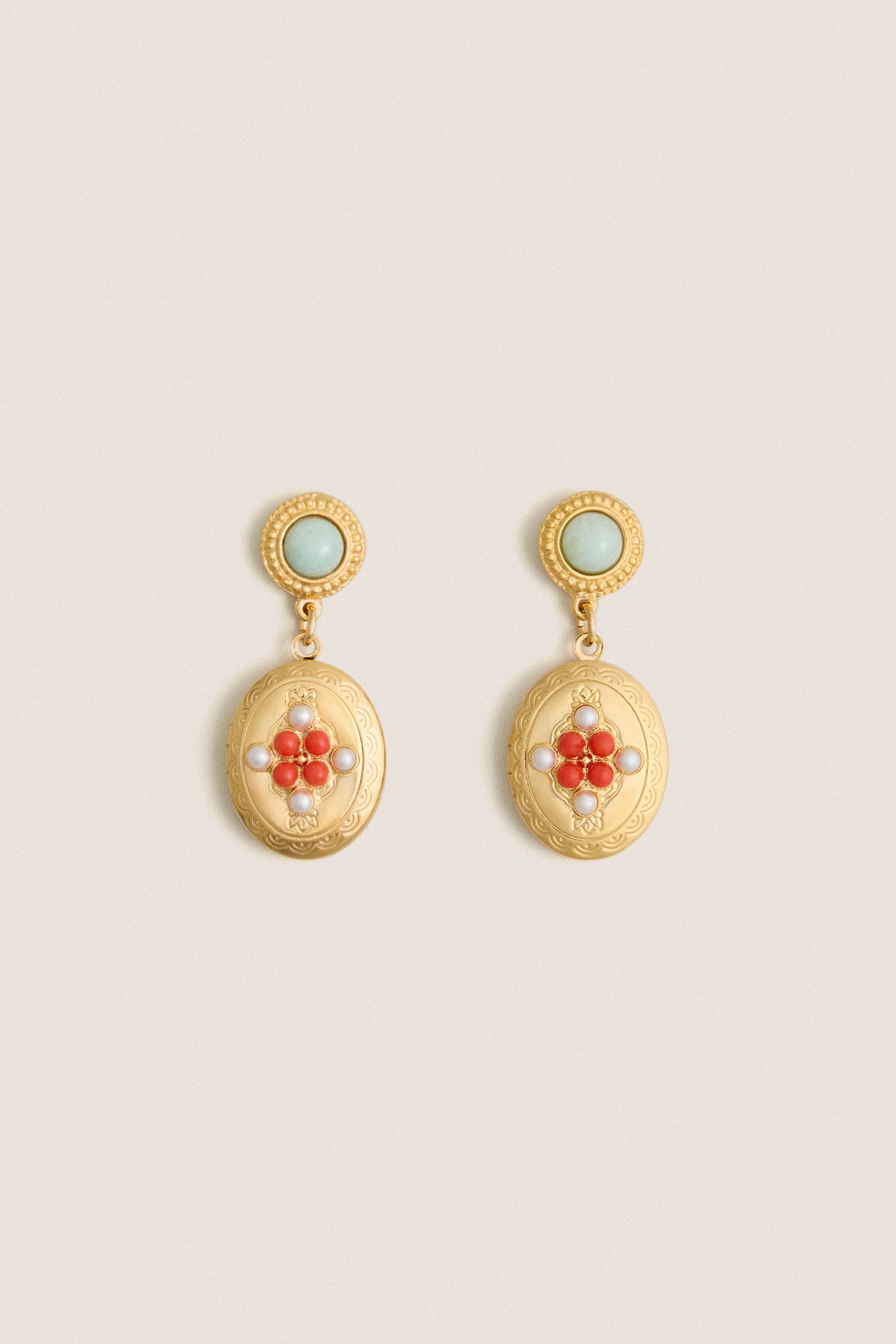 Gold Plated Frida Locket Earrings