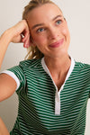 Eden Green Stripe Performance Cotton Carter Henley Tee