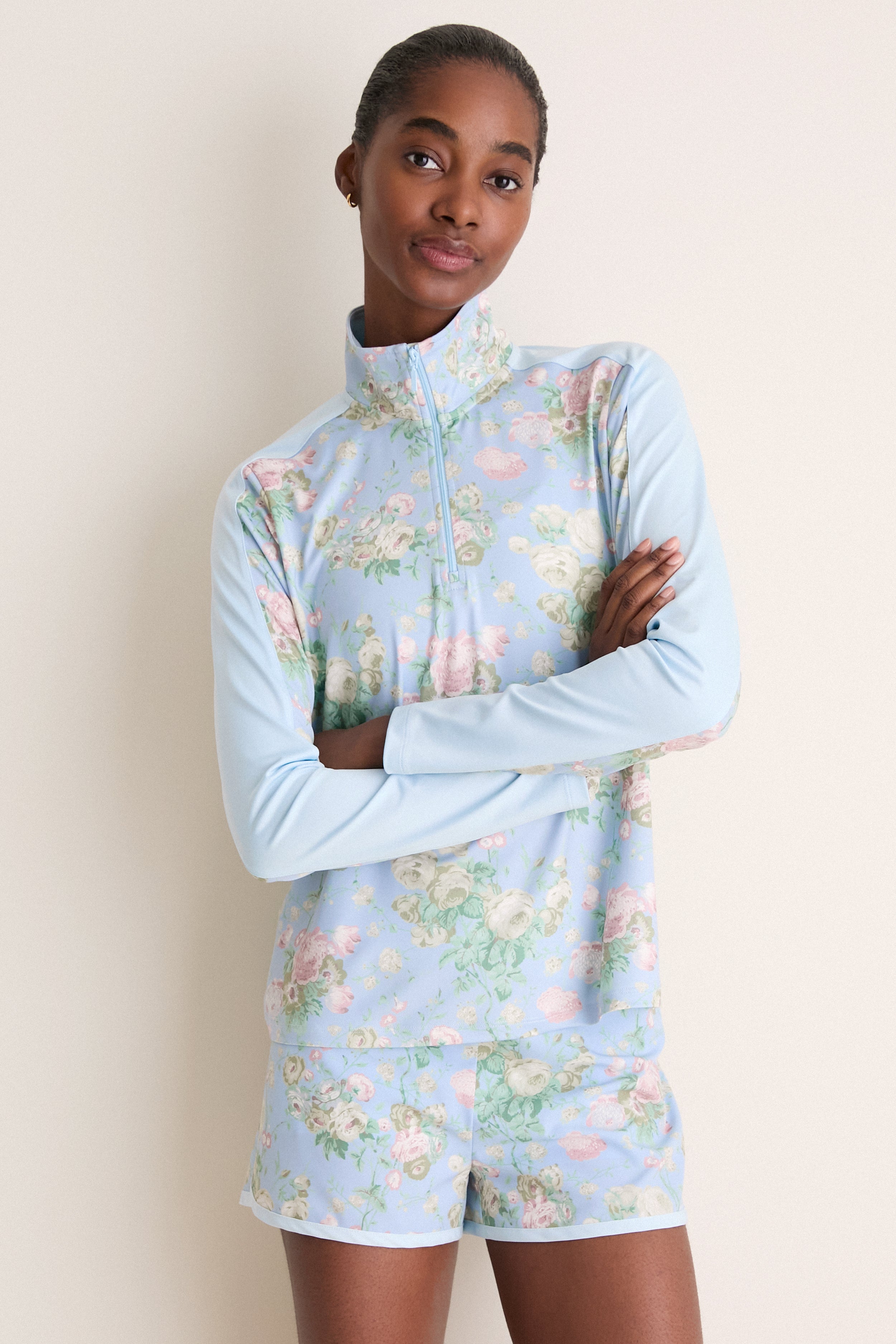 Clubhouse Chintz Performance Jersey Carver Quarter Zip Tee