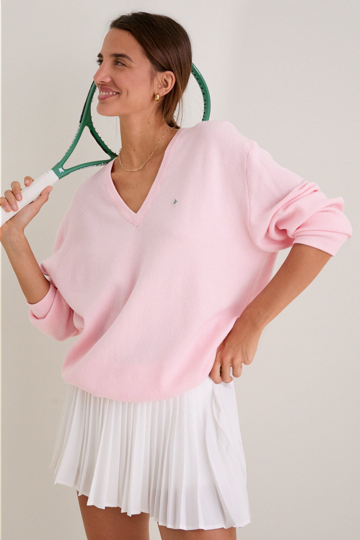 Pale Pink Wilma V-Neck Sweater
