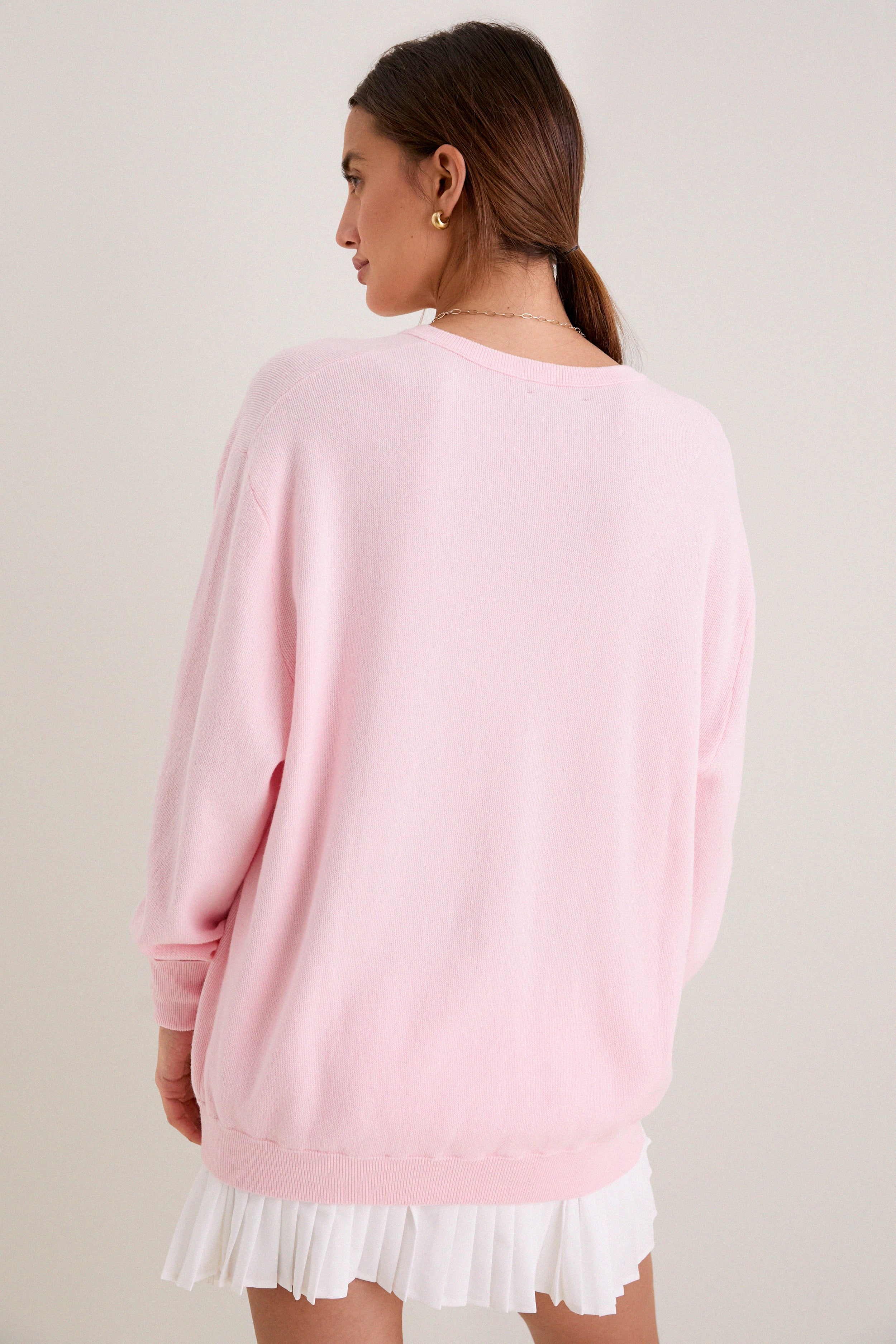 Pale Pink Wilma V-Neck Sweater | Tnuck Sport