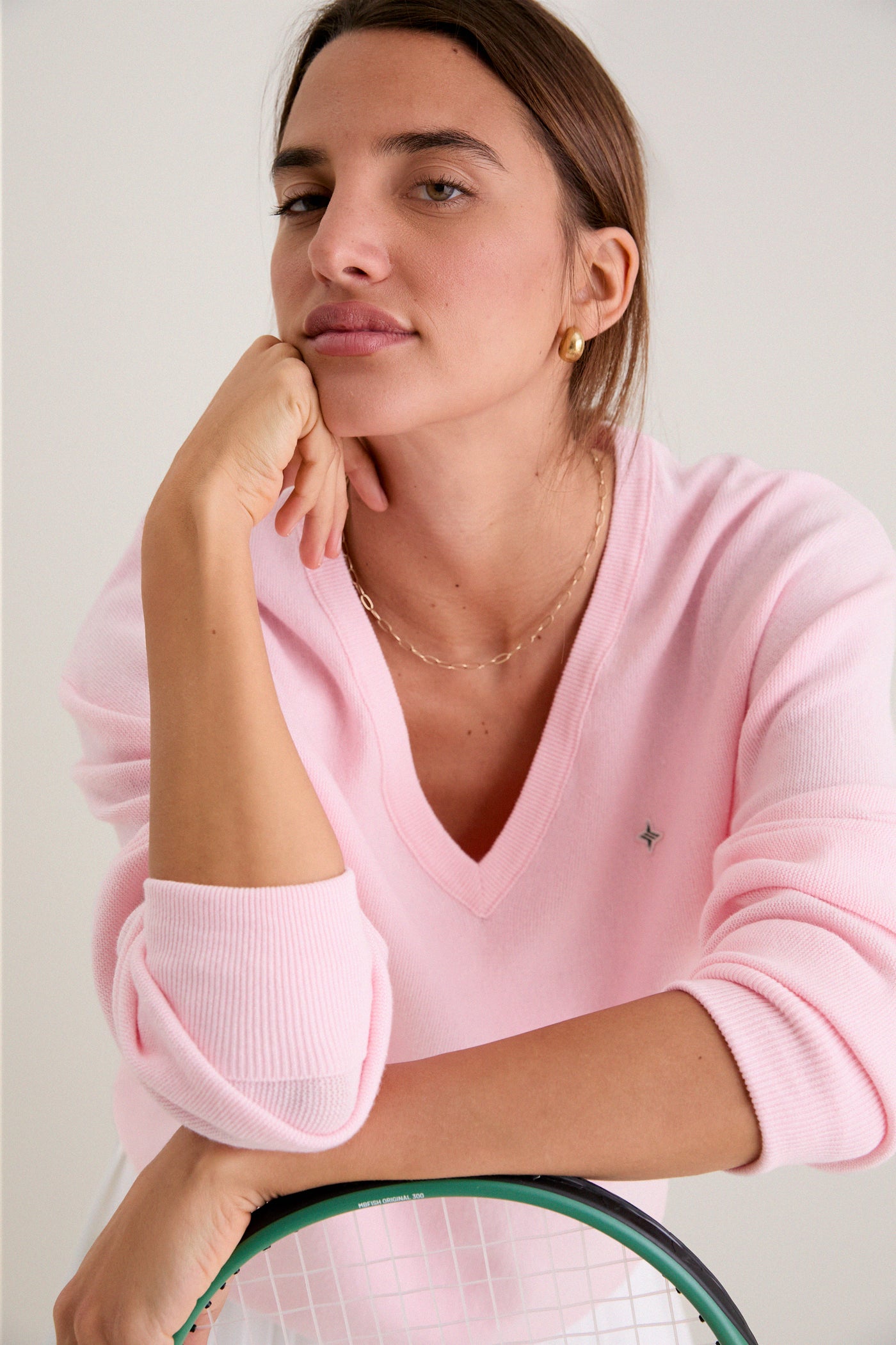 Pale Pink Wilma V-Neck Sweater