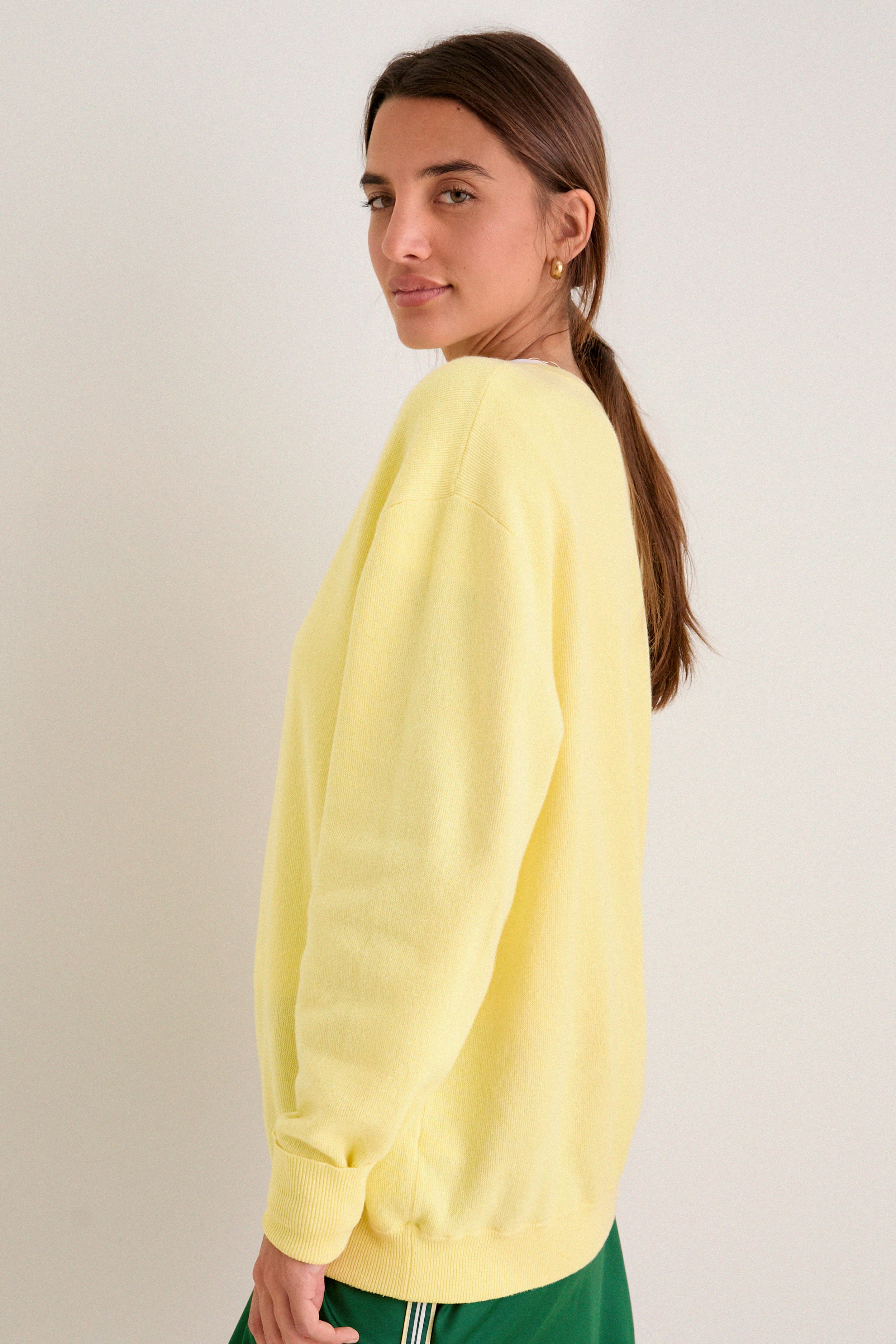 Butter Yellow Wilma V-Neck Sweater | Tnuck Sport