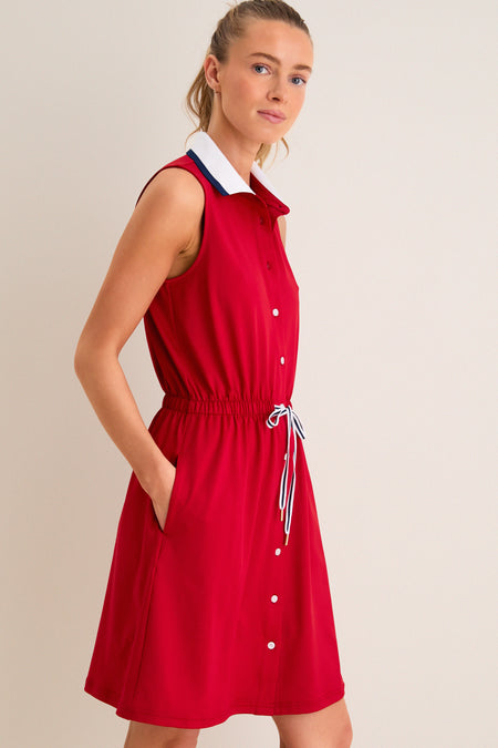 Red Sleeveless Performance Jersey Alcott Golf Dress