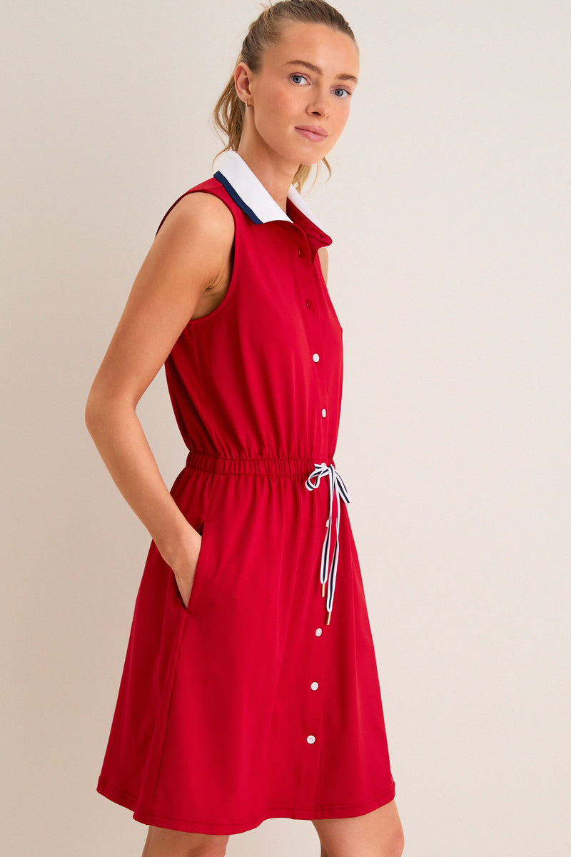 Red Sleeveless Performance Jersey Alcott Golf Dress