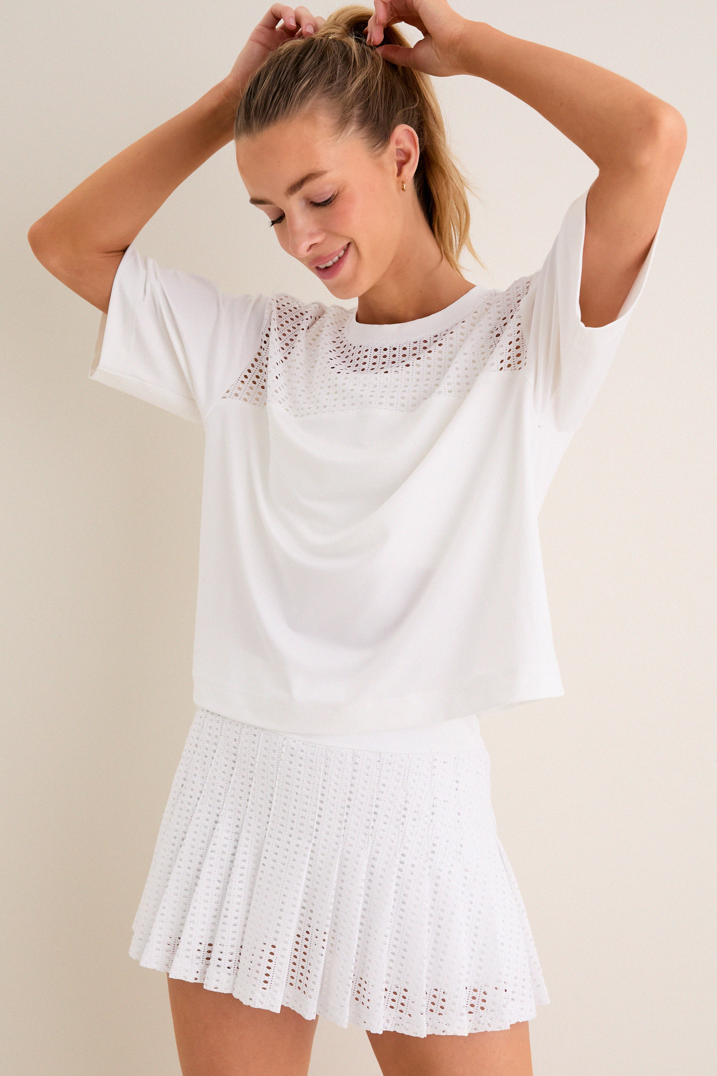 White Cane Cropped Ryan Boyfriend Tee | Tnuck Sport