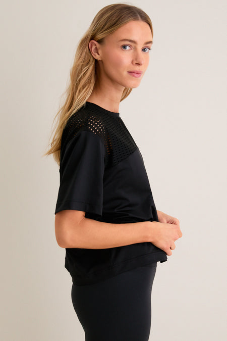 Black Cane Cropped Ryan Boyfriend Tee
