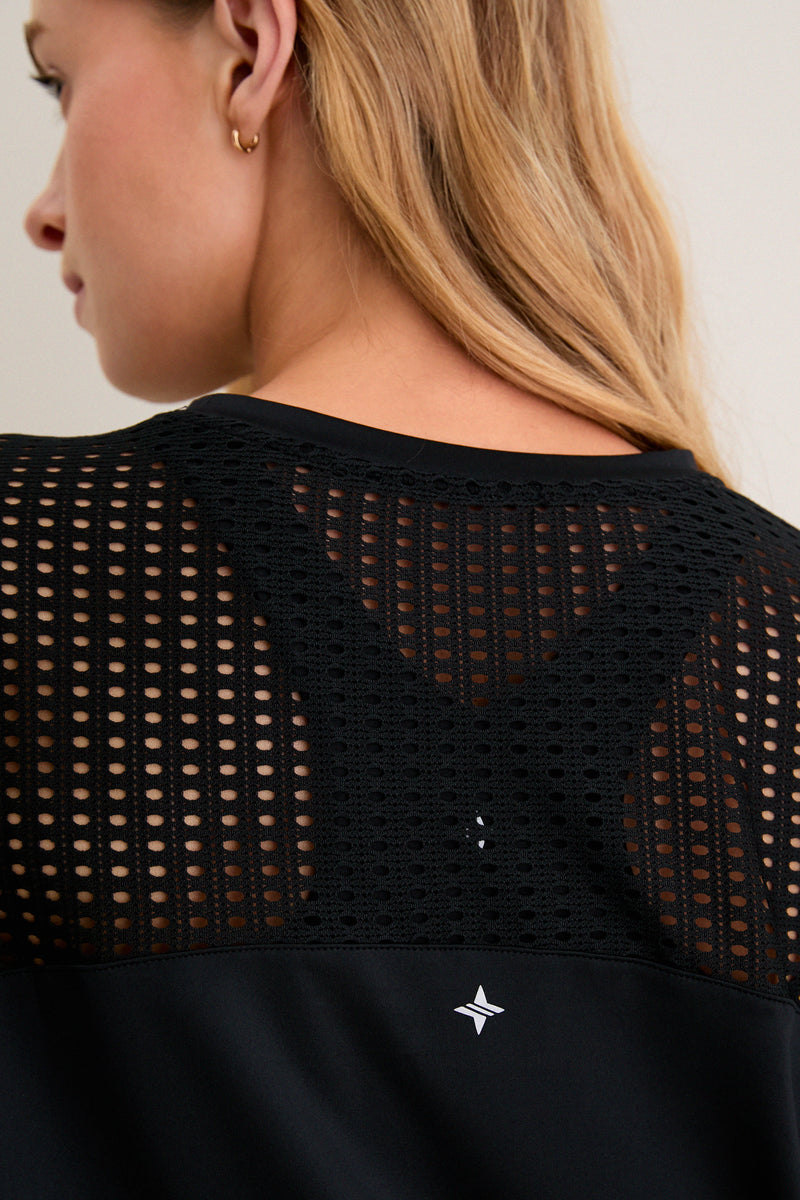 Black Cane Cropped Ryan Boyfriend Tee