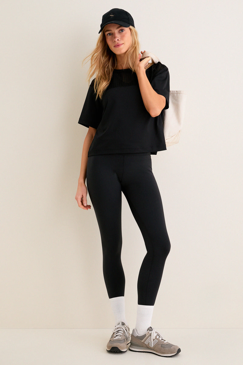 Black Cane Cropped Ryan Boyfriend Tee