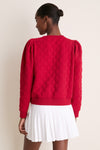Red Puff Sleeve Quilted Stretch Campbell Pullover
