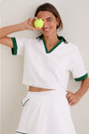 White and Eden Green Performance Cotton Cropped Carol Polo