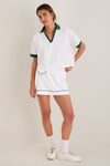 White and Eden Green Performance Cotton Cropped Carol Polo