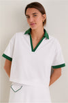 White and Eden Green Performance Cotton Cropped Carol Polo