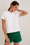 White Performance Cotton Carter Henley Tee