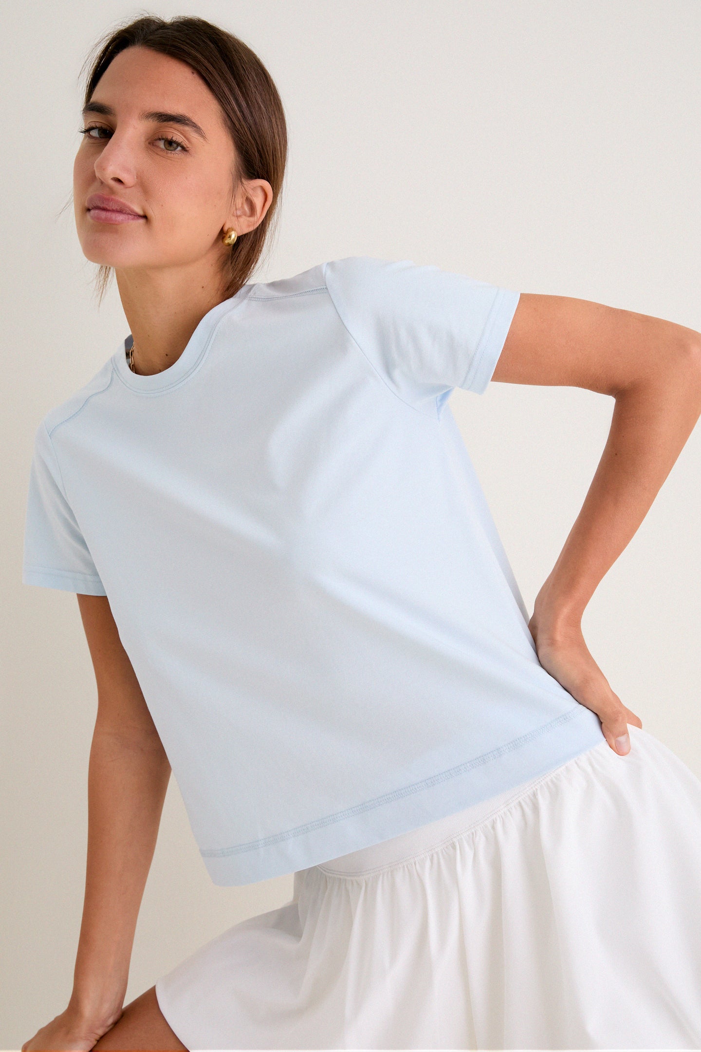 Light Blue Short Sleeve Performance Cotton Sasha Tee