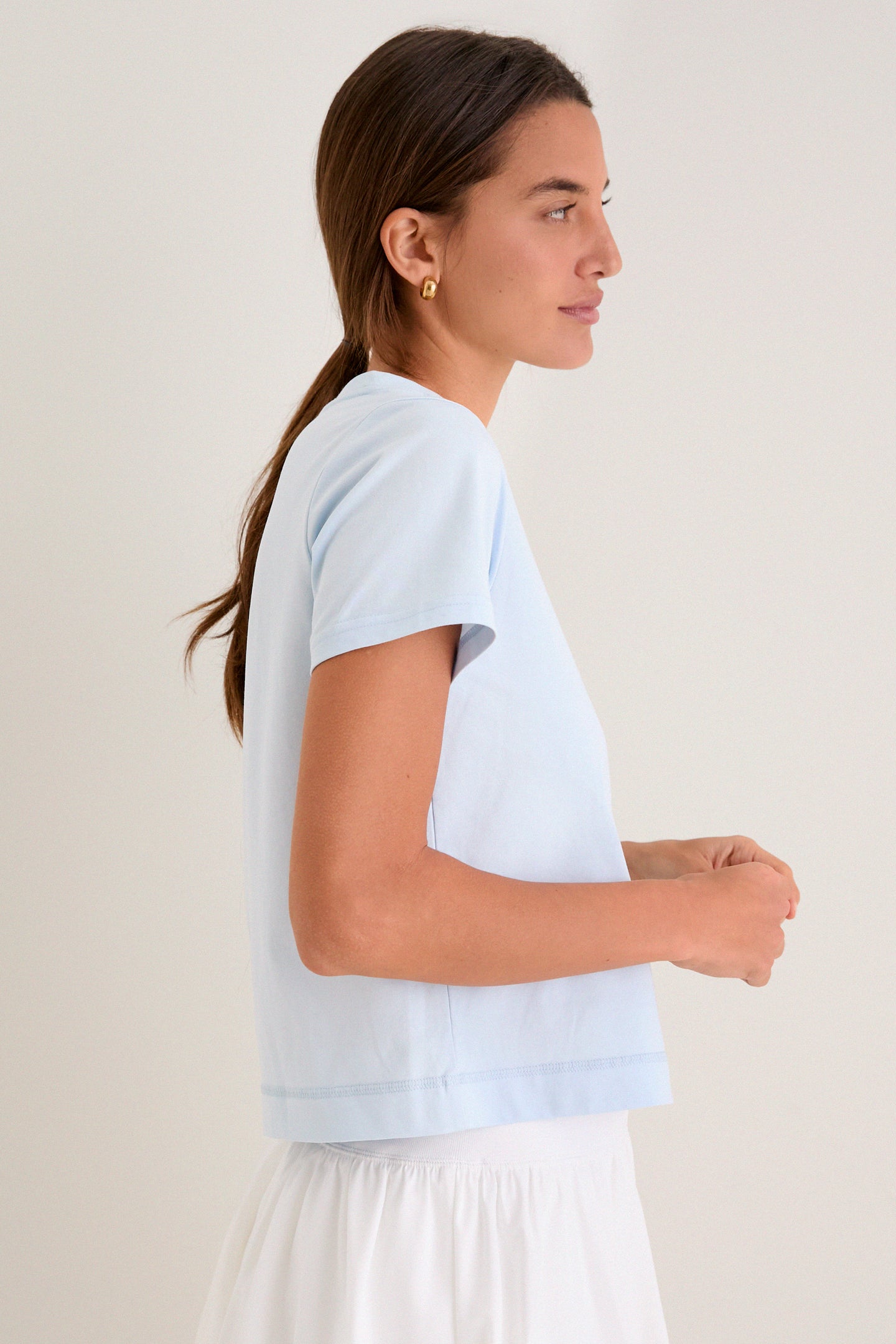 Light Blue Short Sleeve Performance Cotton Sasha Tee