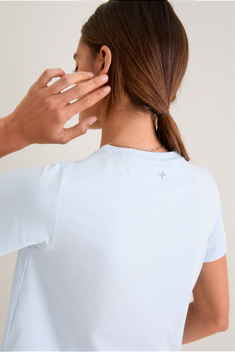 Light Blue Short Sleeve Performance Cotton Sasha Tee