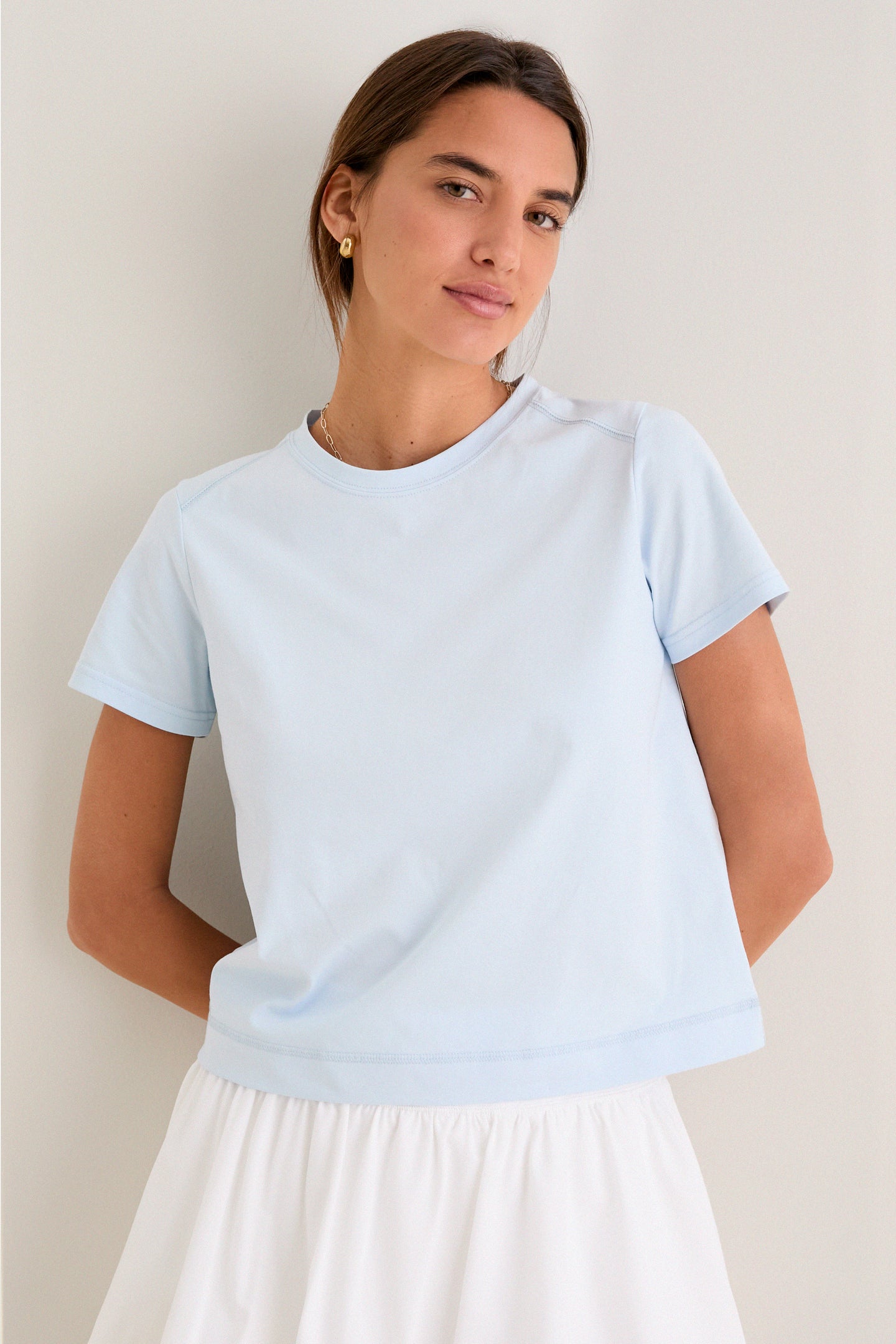 Light Blue Short Sleeve Performance Cotton Sasha Tee