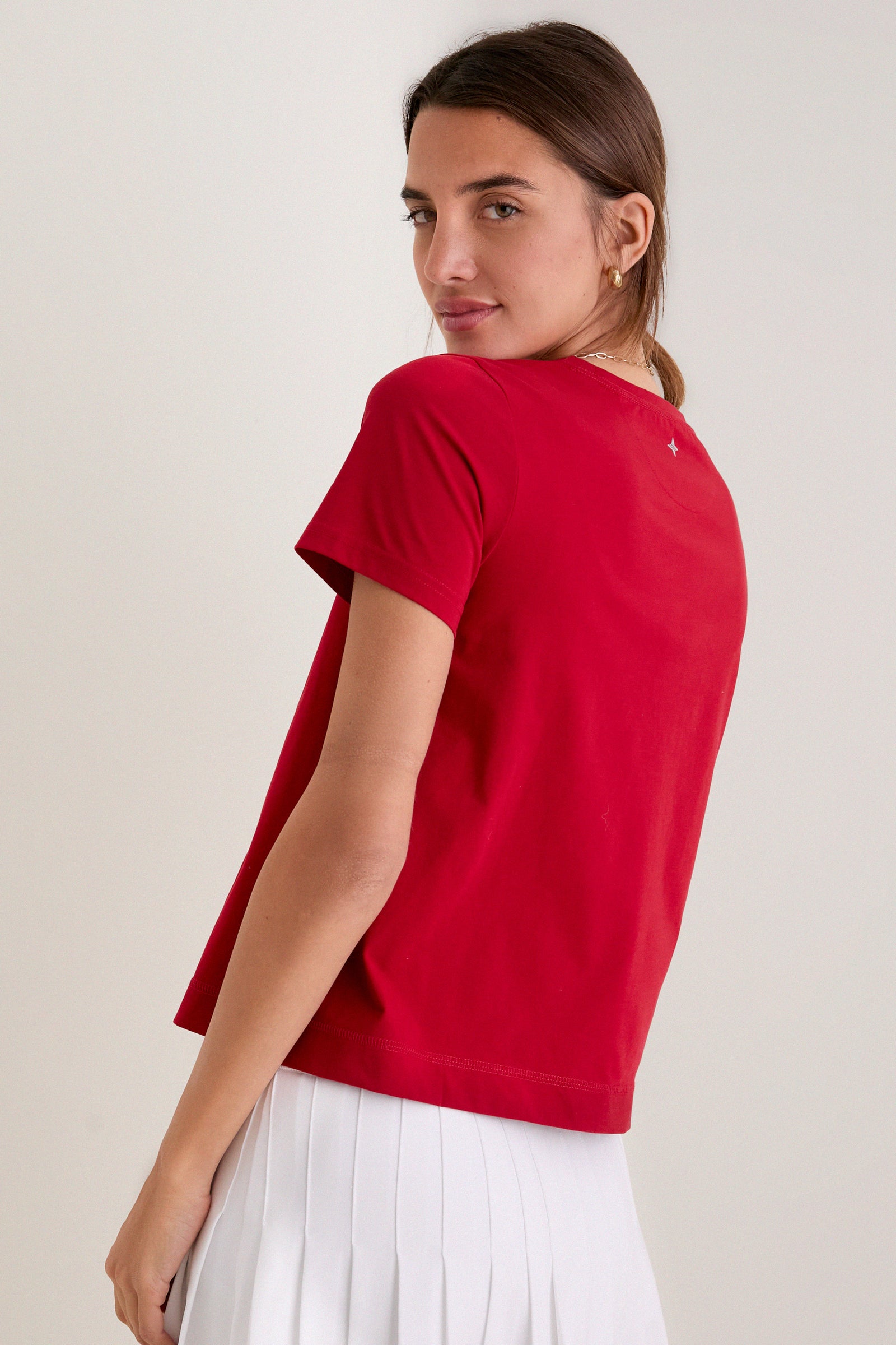 Red Short Sleeve Performance Cotton Sasha Tee