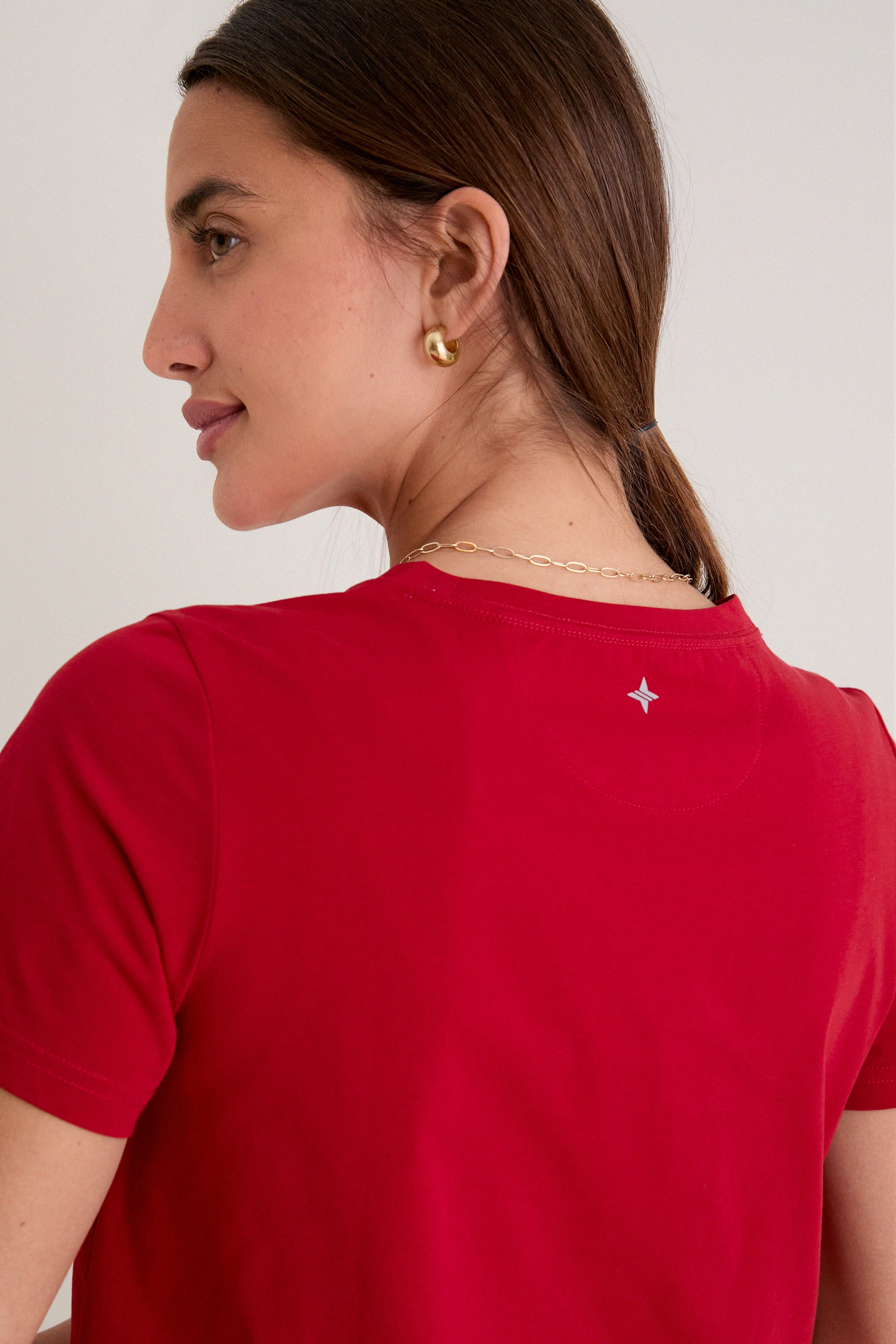 Red Short Sleeve Performance Cotton Sasha Tee | Tnuck Sport