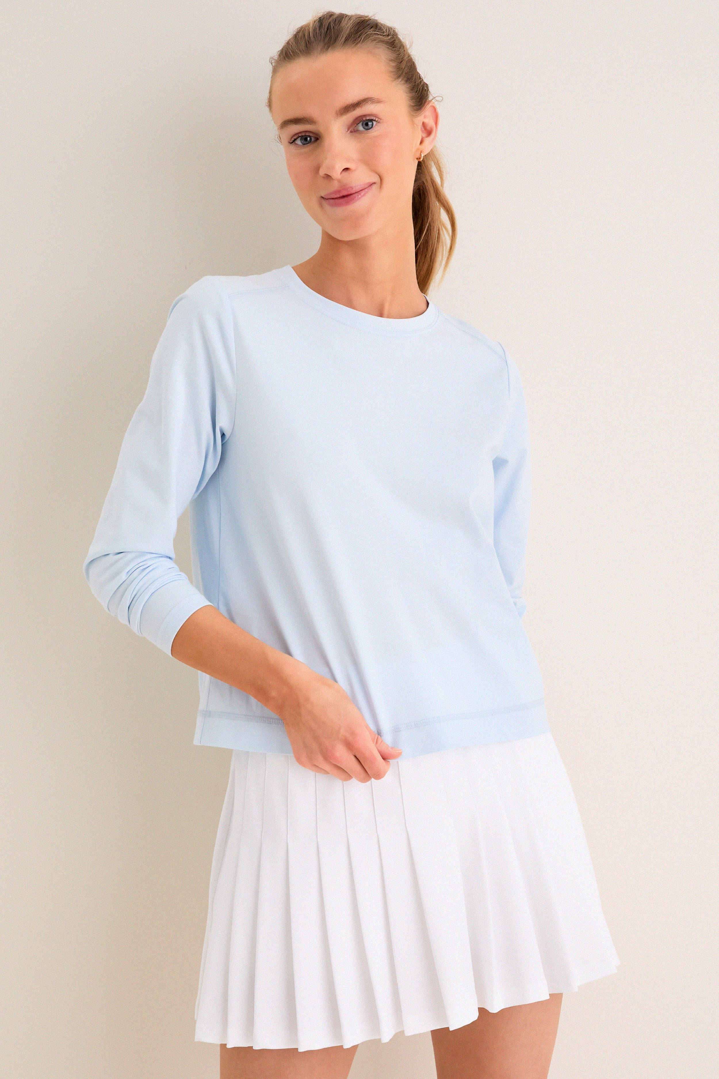 Light Blue Long Sleeve Performance Cotton Sasha Tee