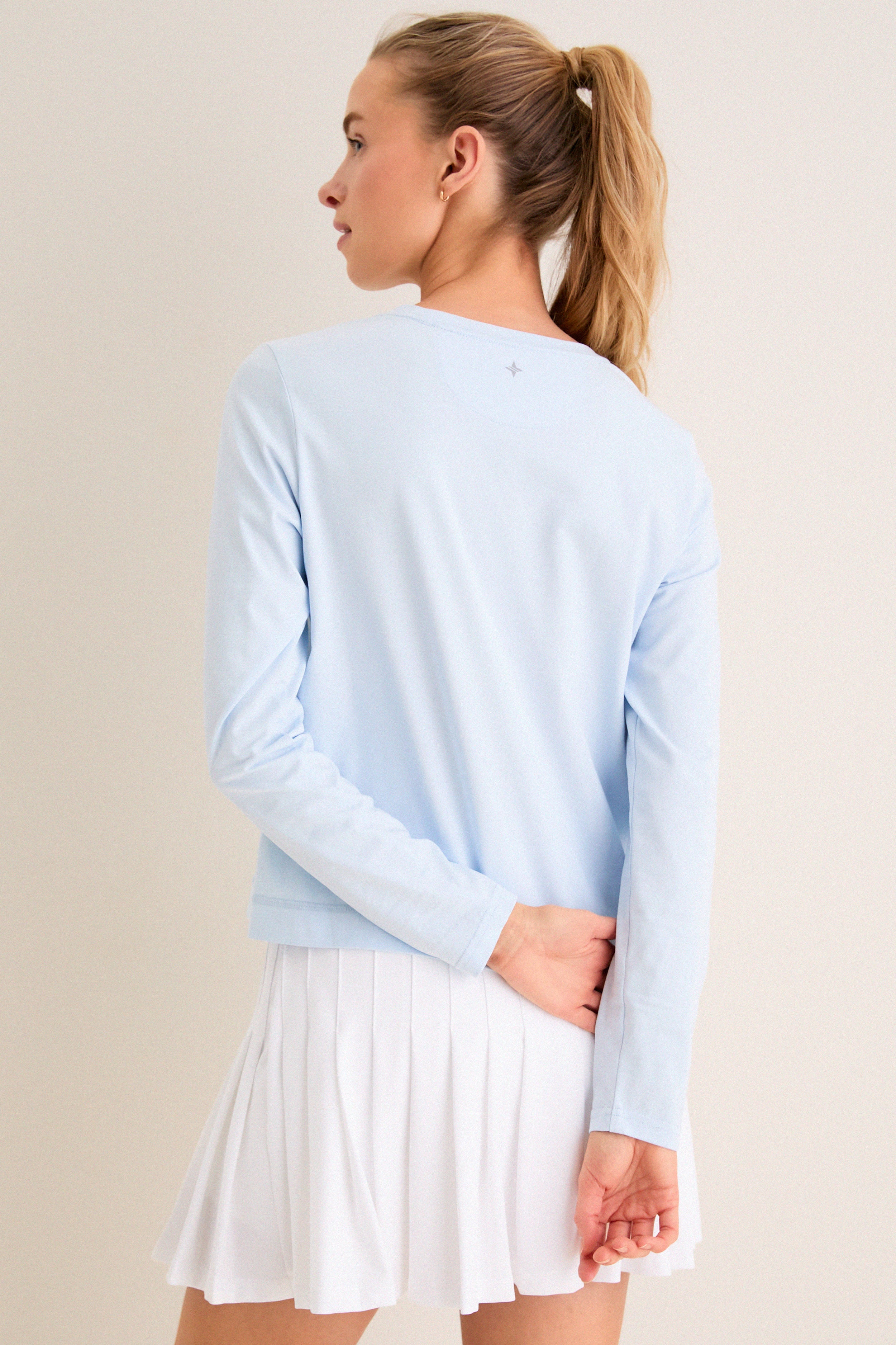 Light Blue Long Sleeve Performance Cotton Sasha Tee