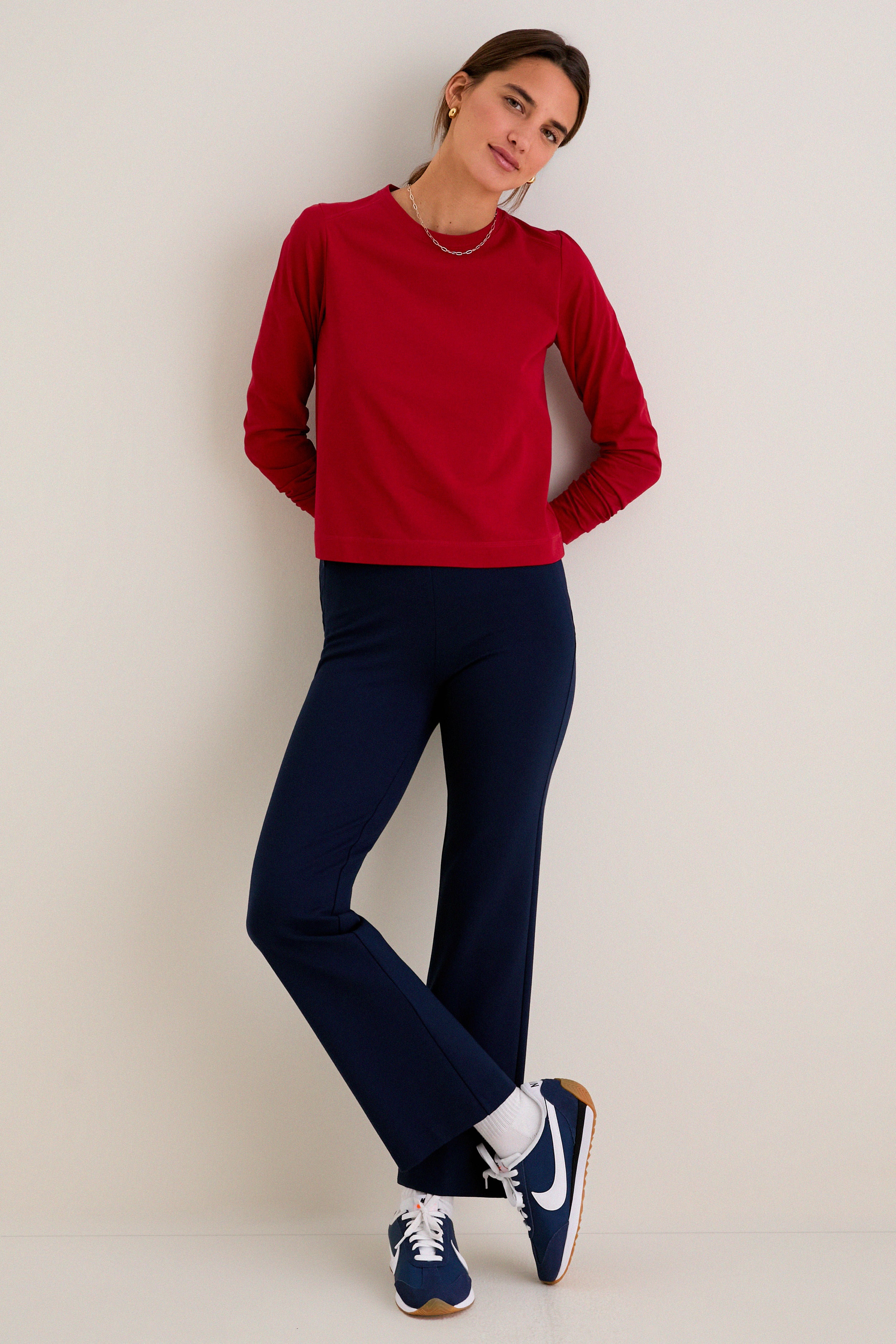 Red Long Sleeve Performance Cotton Sasha Tee