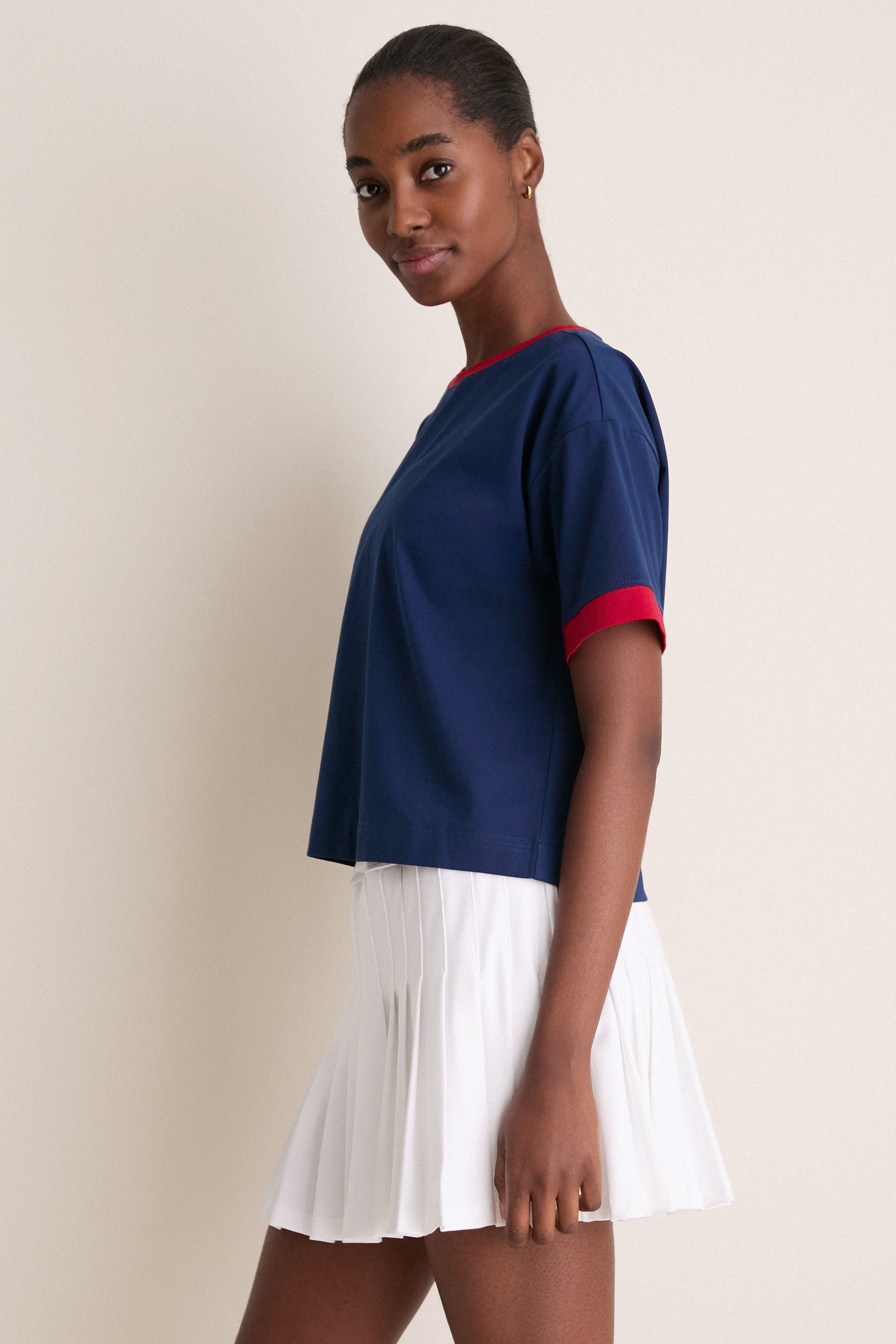 Navy and Red Flo Performance Cotton Ringer Tee
