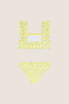 Girls Yellow Ditsy Smocked Ruffle Strap Bikini
