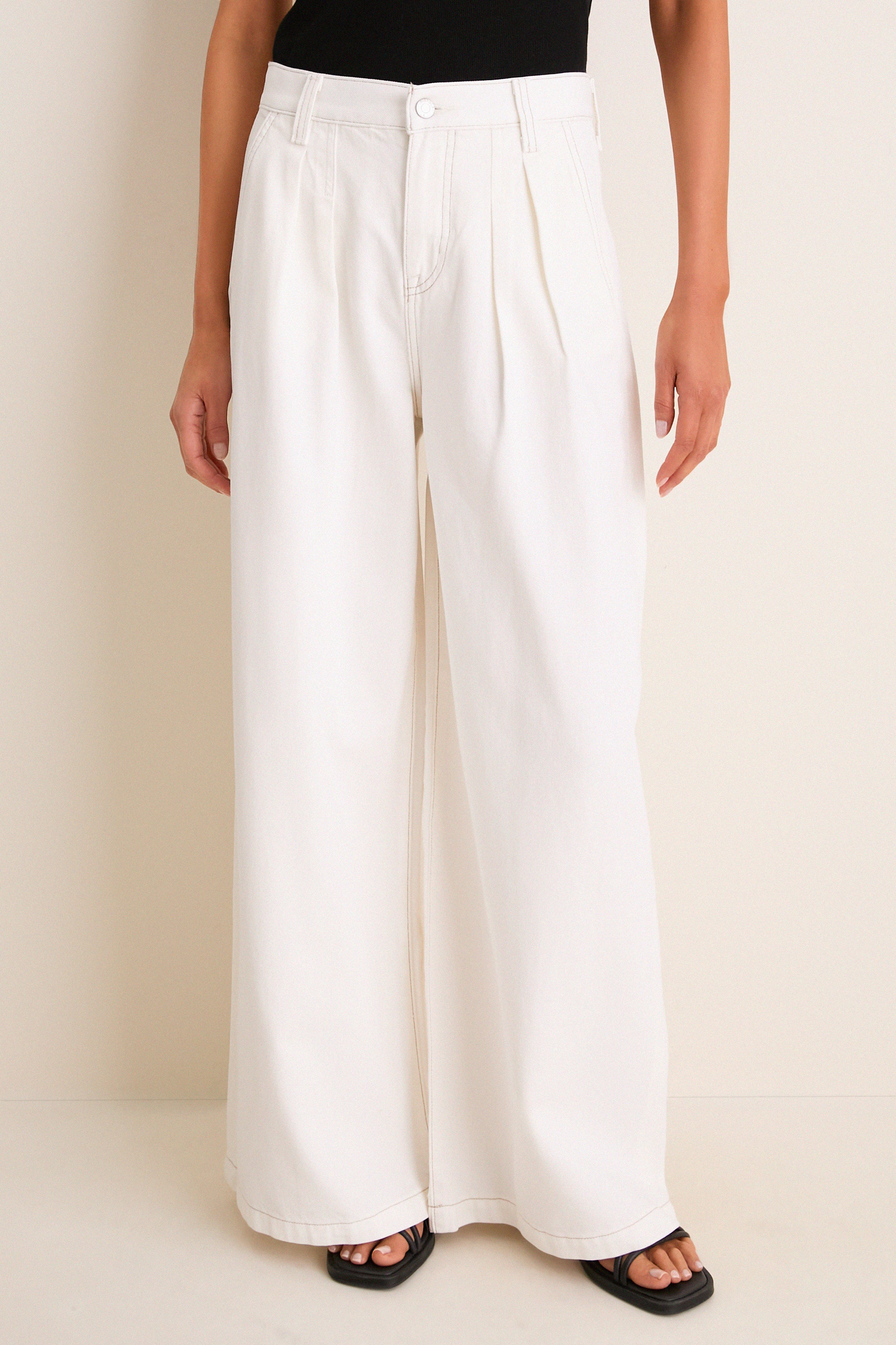 Off White Delphine Pleated Denim Wide Leg | Pistola Denim