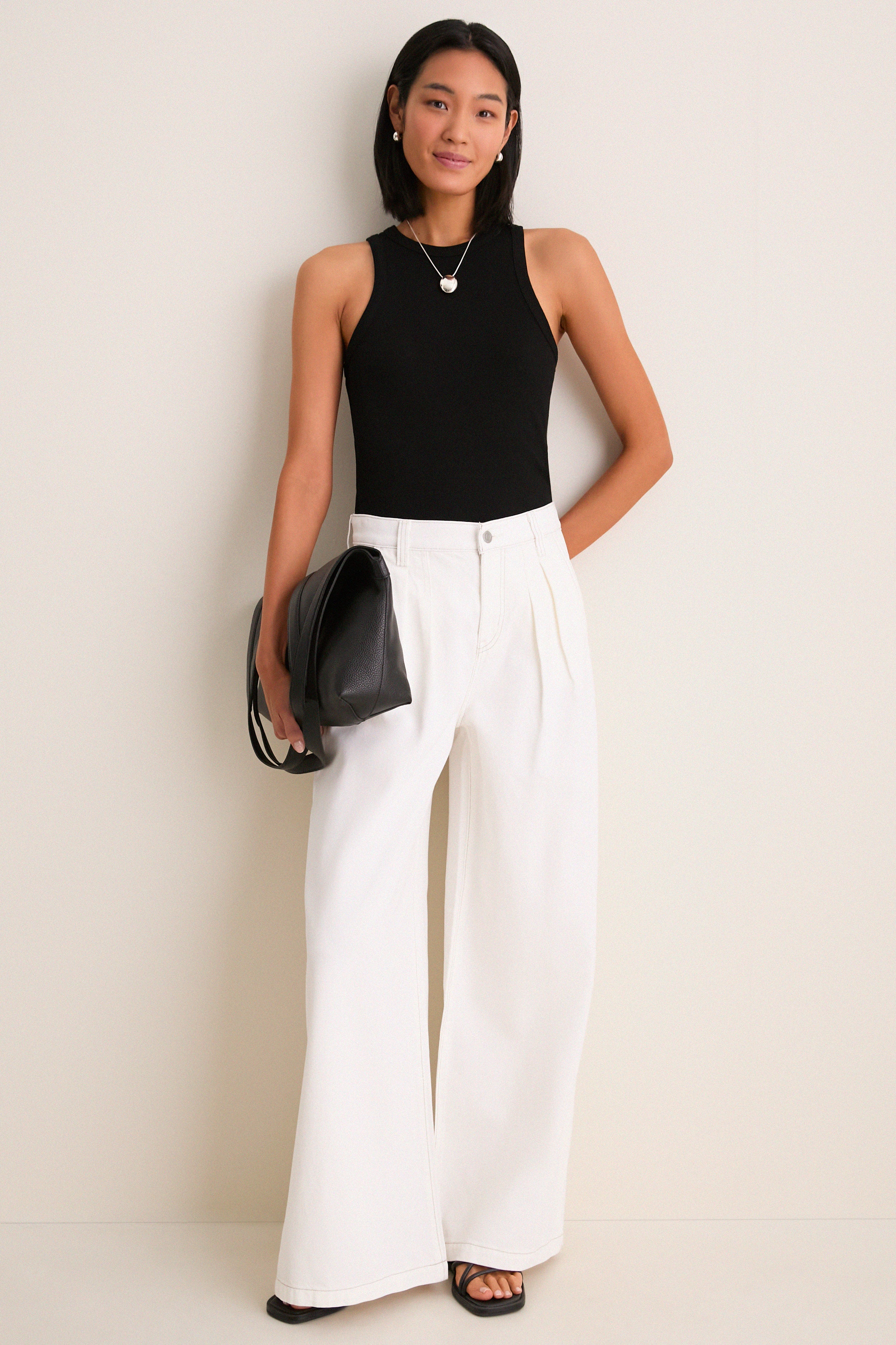Off White Delphine Pleated Denim Wide Leg | Pistola Denim
